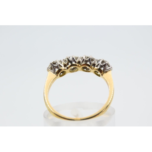 1249 - Edwardian Four Stone Diamond Ring Circa. 1910 Platinum Set Mounted on 18 Carat Yellow Gold Band Tota... 