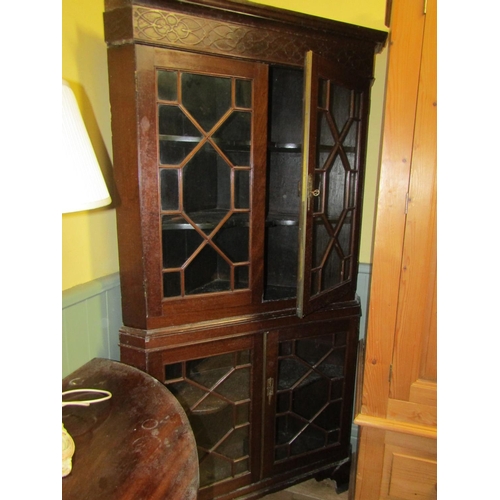 126 - Georgian Astral Glazed Twin Door Corner Cabinet Approximately 6ft 7 Inches High x 40 Inches Wide