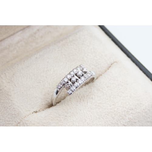 1261 - Diamond Set 14 Carat White Gold Modernist Form Ring Size P