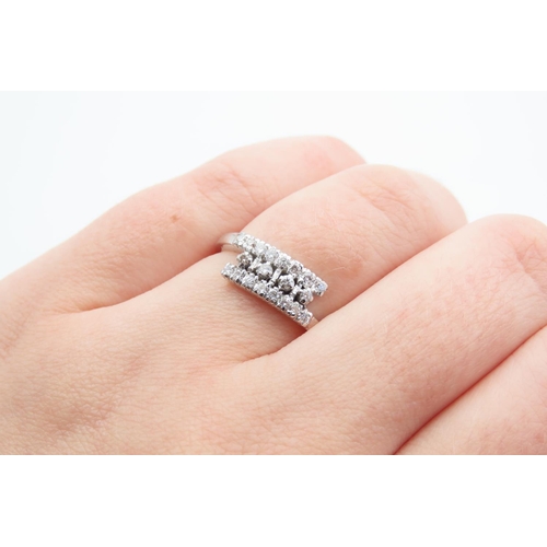 1261 - Diamond Set 14 Carat White Gold Modernist Form Ring Size P