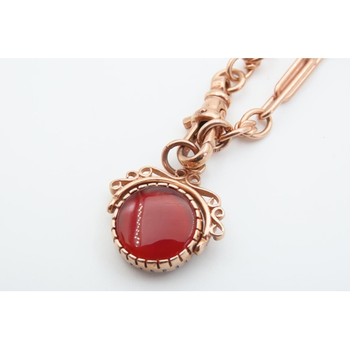 1263 - Blood Stone and Carnelian Fob Pendant Set in 9 Carat Rose Gold Pendant 2cm High Mounted on 9 Carat R... 