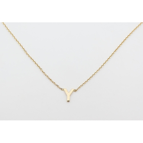 1264 - 9 Carat Yellow Gold Pendant Necklace Pendant Letter Y Necklace 42cm Long