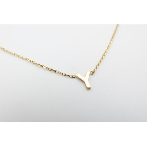 1264 - 9 Carat Yellow Gold Pendant Necklace Pendant Letter Y Necklace 42cm Long