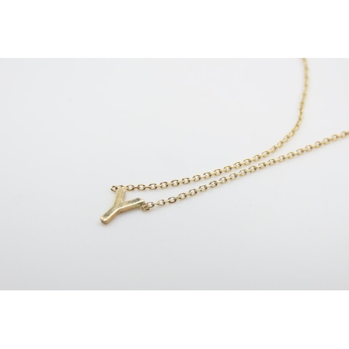 1264 - 9 Carat Yellow Gold Pendant Necklace Pendant Letter Y Necklace 42cm Long