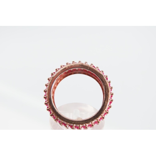 1278 - Pink Garnet Silver Gilt Ladies Full Eternity Ring Size O