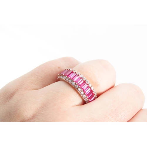 1278 - Pink Garnet Silver Gilt Ladies Full Eternity Ring Size O