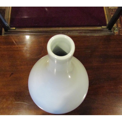 128 - Fine Porcelain Slender Neck Bulbous Form Vase Approximately 18 Inches High