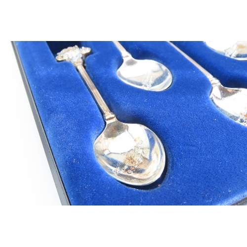 1284 - Set of Silver Plated Silver Jubilee 1977 Figural Decorated Royal Motif Tea Spoons Each 11cm Long