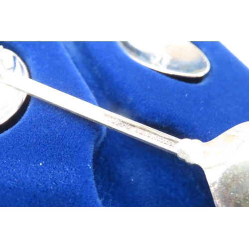 1284 - Set of Silver Plated Silver Jubilee 1977 Figural Decorated Royal Motif Tea Spoons Each 11cm Long