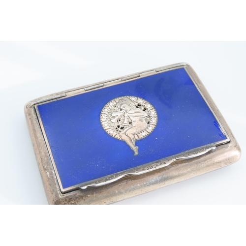 1286 - Heavy Peter Pan Motif Decorated Pill or Snuff Box Silver 8cm High x 6cm Wide Hinged Cover Attractive... 