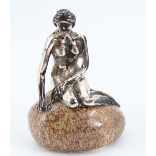 1289 - Silver Figure of Lady Seated on Rock 6cm High