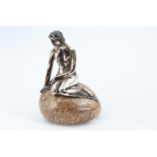 1289 - Silver Figure of Lady Seated on Rock 6cm High