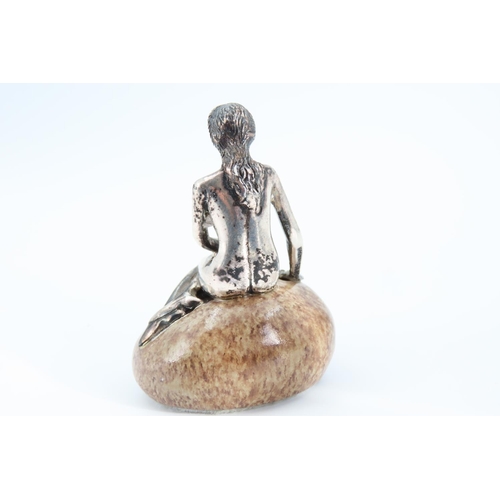 1289 - Silver Figure of Lady Seated on Rock 6cm High