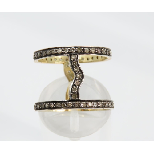 1291 - Diamond Set Full Eternity Ladies Ring Silver Gilt