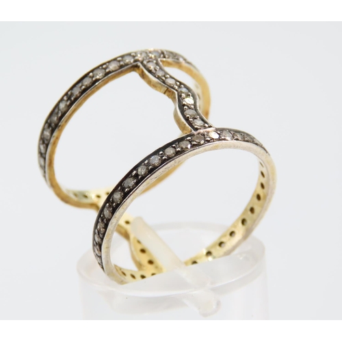 1291 - Diamond Set Full Eternity Ladies Ring Silver Gilt