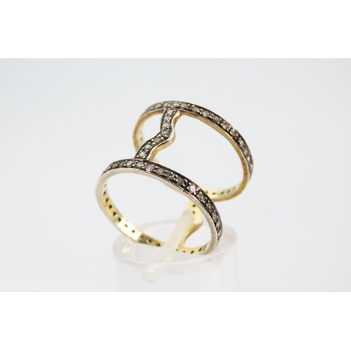 1291 - Diamond Set Full Eternity Ladies Ring Silver Gilt