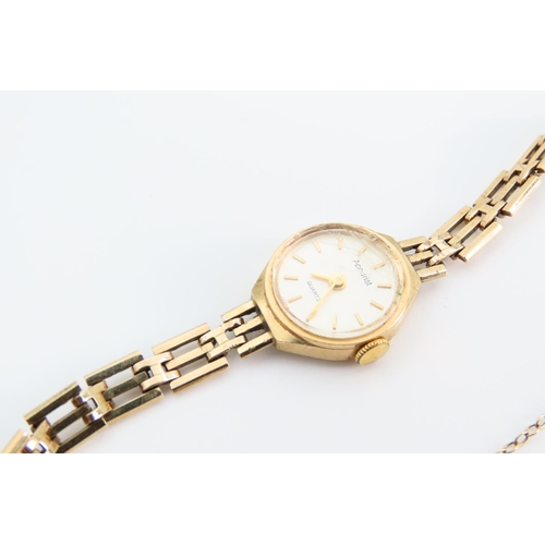 1294 - 9 Carat Yellow Gold Ladies Wrist Watch Wrist Length 17.5cm Adjustable Clasp Accurst Quartz Movement ... 