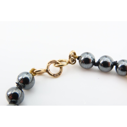 1295 - Pearl and Hematite Ladies Bracelet 9 Carat Yellow Gold Spacers with 9 Carat Yellow Gold Clasp 18cm L... 