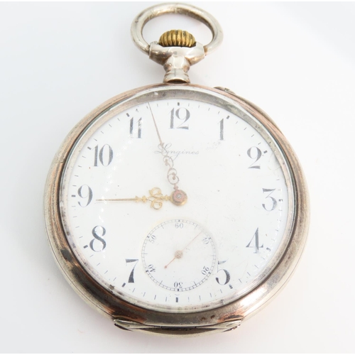 1296 - Longines Silver Cased Pocket Watch Movement and Case Signed Paris Gran Prix Winner 1889 Finely Detai... 