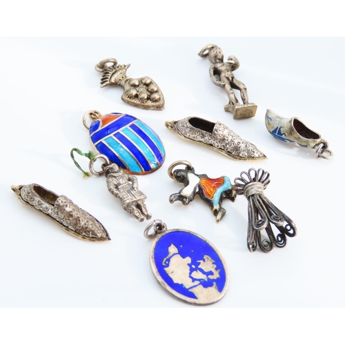 1298 - Ten Silver Bracelet Charms