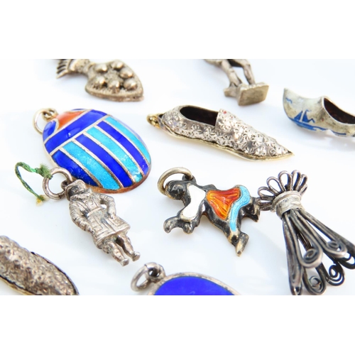 1298 - Ten Silver Bracelet Charms