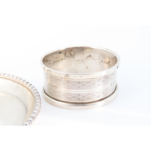 1300 - Silver Napkin Dish and Silver Rupee Coin Inset Dish Dated 1887