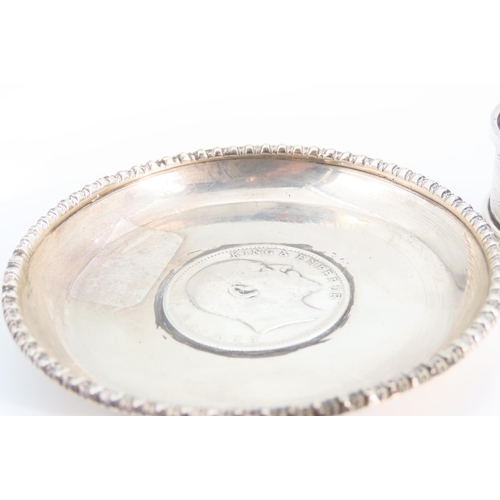 1300 - Silver Napkin Dish and Silver Rupee Coin Inset Dish Dated 1887