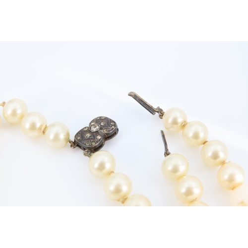 1301 - Twin Strand Ladies Pearl Necklace with Silver Clasp