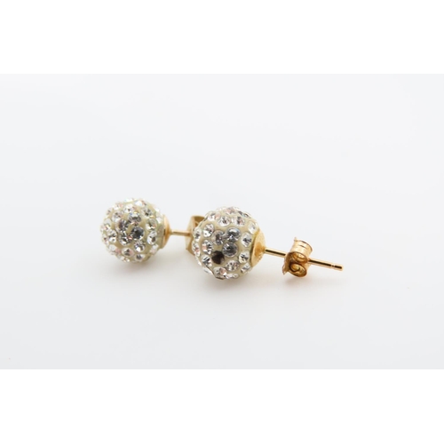 1305 - Pair of 9 Carat Yellow Gold Gemset Globe Form Cluster Earrings