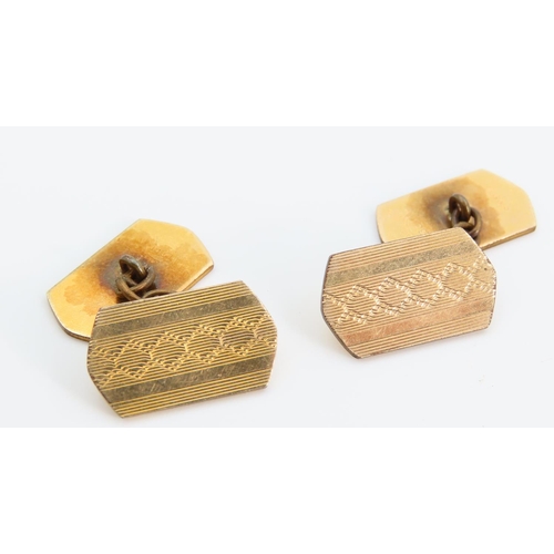 Pair of 9 Carat Yellow Gold Ladies Panel Form Cufflinks Each Approximately 2cm High
