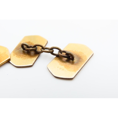 1306 - Pair of 9 Carat Yellow Gold Ladies Panel Form Cufflinks Each Approximately 2cm High