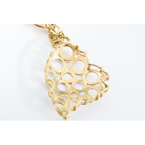 1316 - 9 Carat Yellow and White Gold Ladies Pendant Drop Necklace Modernist Form Pendant 3cm High Necklace ... 