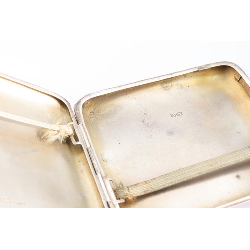 1318 - George V Silver Cigarette Case Hinged Cover with Engine Turned Decoration Hallmarked 1930 9cm Wide