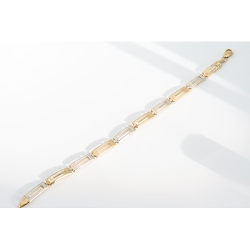 1324 - Ladies 9 Carat Yellow Gold Bracelet Articulated Form Greek Key Pattern 18cm Long