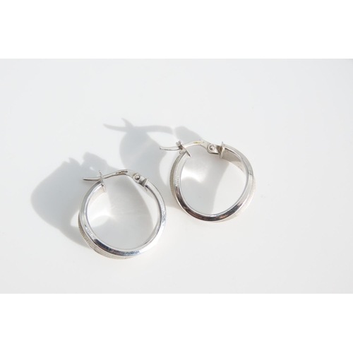 1328 - Pair of 9 Carat White Gold Ladies Earrings Shaped Form Each 2cm Diameter