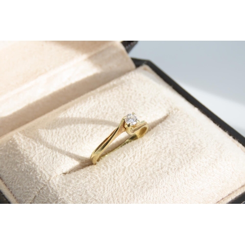 1331 - Diamond Solitaire Ring Mounted on 18 Carat Yellow Gold Band Ring Size M and A Half