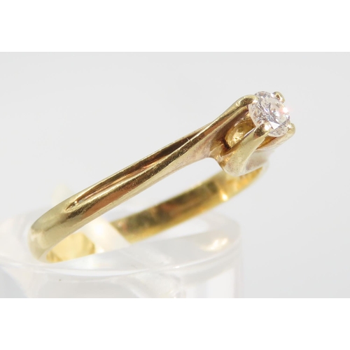 1331 - Diamond Solitaire Ring Mounted on 18 Carat Yellow Gold Band Ring Size M and A Half