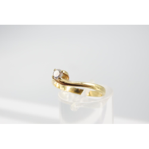 1331 - Diamond Solitaire Ring Mounted on 18 Carat Yellow Gold Band Ring Size M and A Half