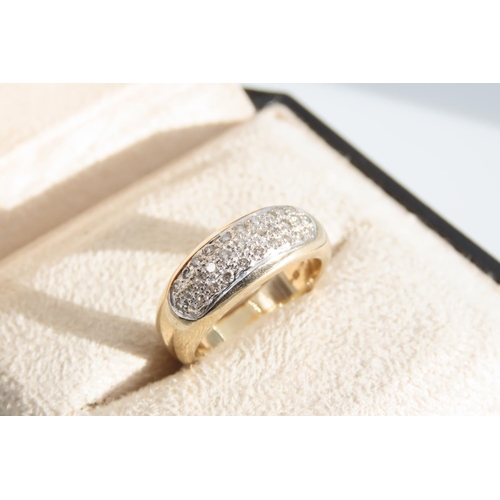 1332 - Diamond Set 9 Carat Yellow Gold Band Ring Size N 0.5 Carat of Diamonds Approximately