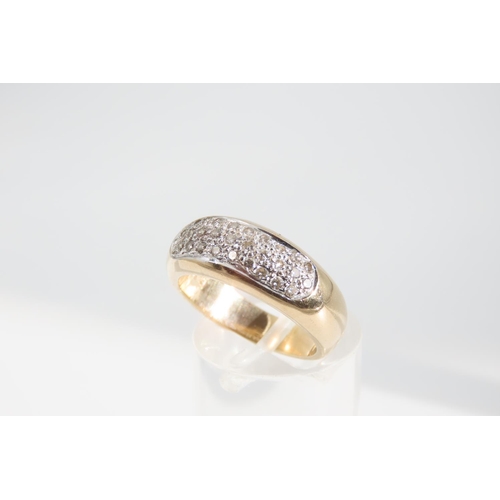 1332 - Diamond Set 9 Carat Yellow Gold Band Ring Size N 0.5 Carat of Diamonds Approximately