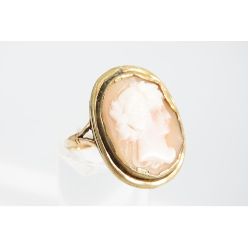 1343 - 9 Carat Yellow Gold Set Cameo Ring Size N