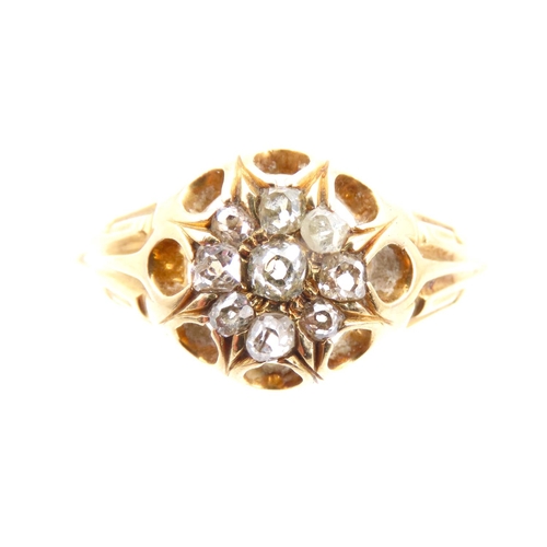 1345 - 18 Carat Yellow Gold Diamond Ring Size Q and A Half Attractively Detailed