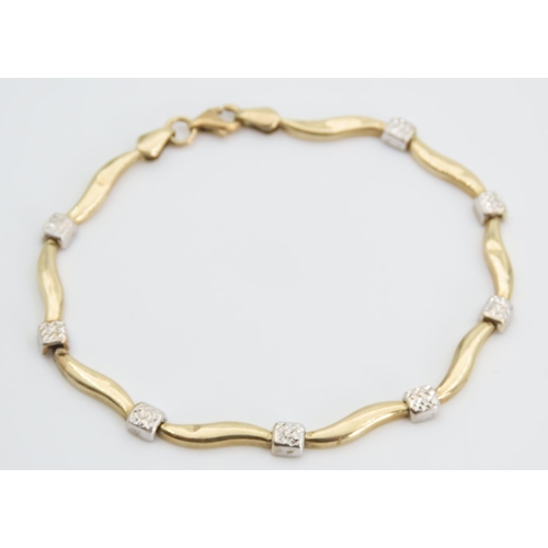 1351 - 9 Carat Yellow Gold Diamond Set Ladies Bracelet Articulated Form 19cm Long