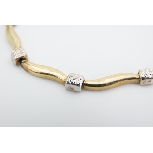 1351 - 9 Carat Yellow Gold Diamond Set Ladies Bracelet Articulated Form 19cm Long