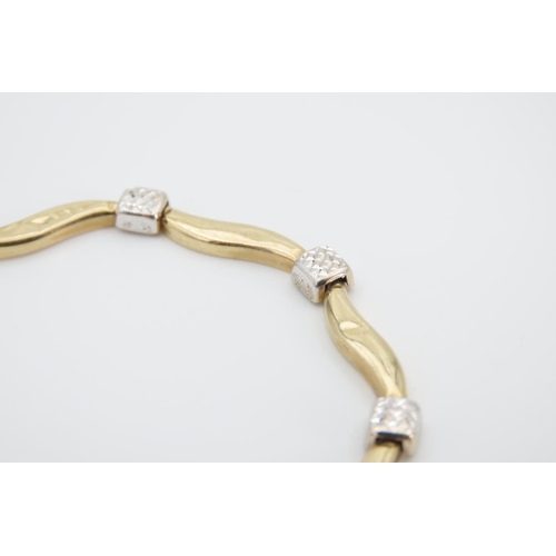 1351 - 9 Carat Yellow Gold Diamond Set Ladies Bracelet Articulated Form 19cm Long