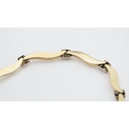 1351 - 9 Carat Yellow Gold Diamond Set Ladies Bracelet Articulated Form 19cm Long