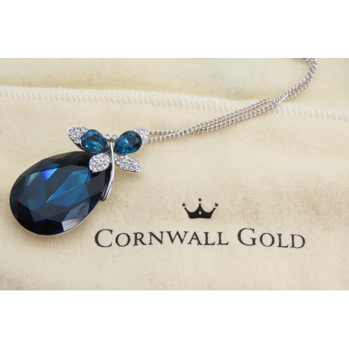 1354 - Cornwall Gold Designer Pear Cut Necklace with Original Presentation Box and Packaging