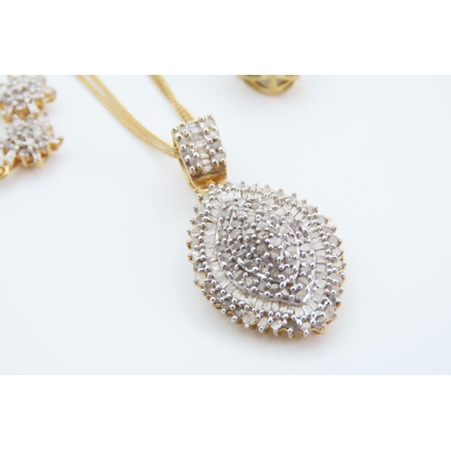 1355 - Diamond Set Cluster Pendant Necklace with Further Diamond Decorated Bale Mounted on Diamond Inset Ch... 