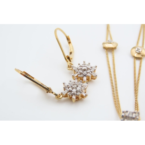 1355 - Diamond Set Cluster Pendant Necklace with Further Diamond Decorated Bale Mounted on Diamond Inset Ch... 