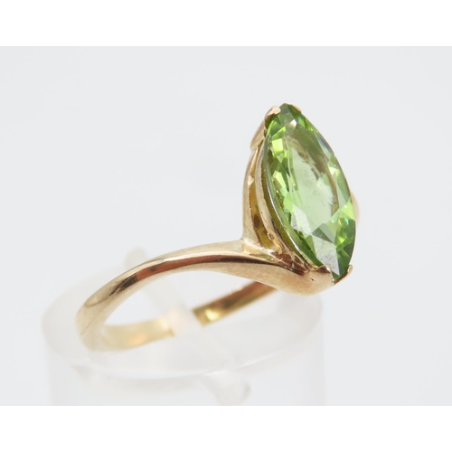 1359 - Peridot Ladies Ring Mounted on 9 Carat Yellow Gold Band Ring Size O and A Half